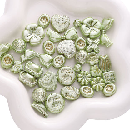 Gold-Edge Marble-Style Acrylic Beads— DIY Jewelry & Phone Charm Beads