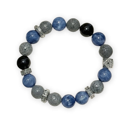 Celestial Blue Kyanite & Obsidian Bracelet