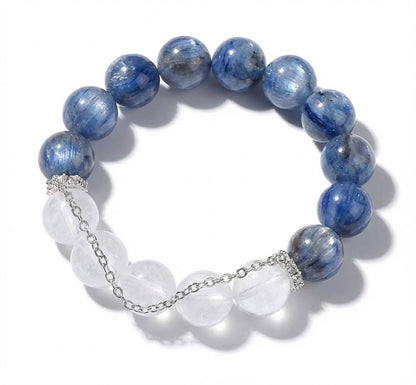 Blue Aura & White Phantom Crystal Bracelet (12mm )