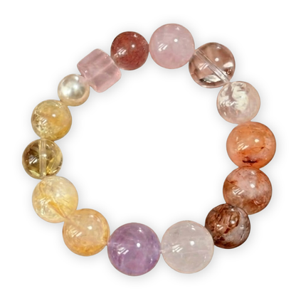 Spring Aura Rainbow Crystal Bracelet – 14mm Natural Brazilian Stones