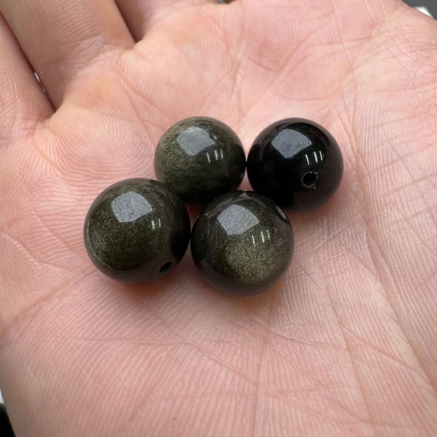 Natural Obsidian Beads: Golden, Silver & Black Sheen | DIY Accent Beads