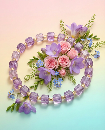 Natural Amethyst Irregular Bead Bracelet