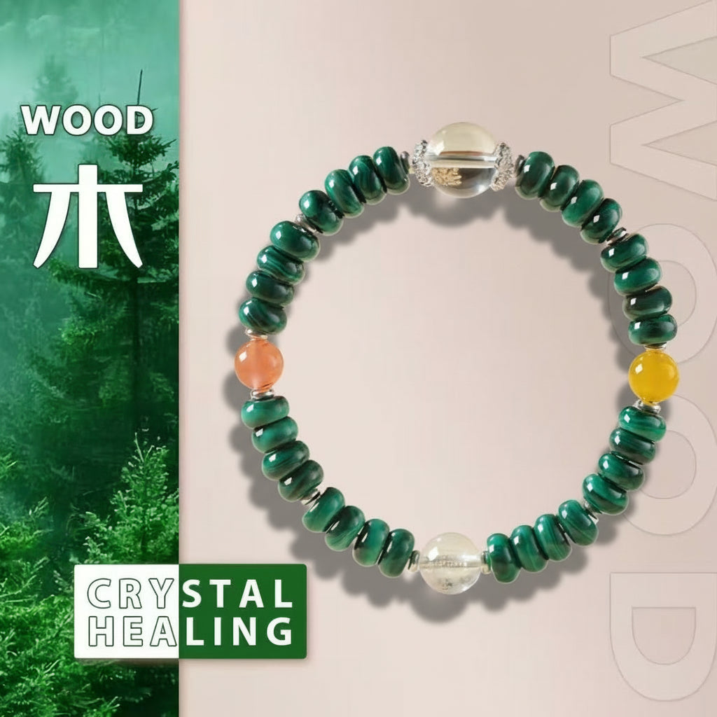 Natural Malachite & Multi-Stone Intentional Bead Bracelet