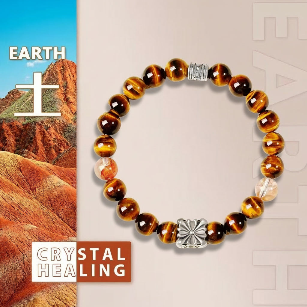 Tiger Eye & Sunstone Grounding Bracelet