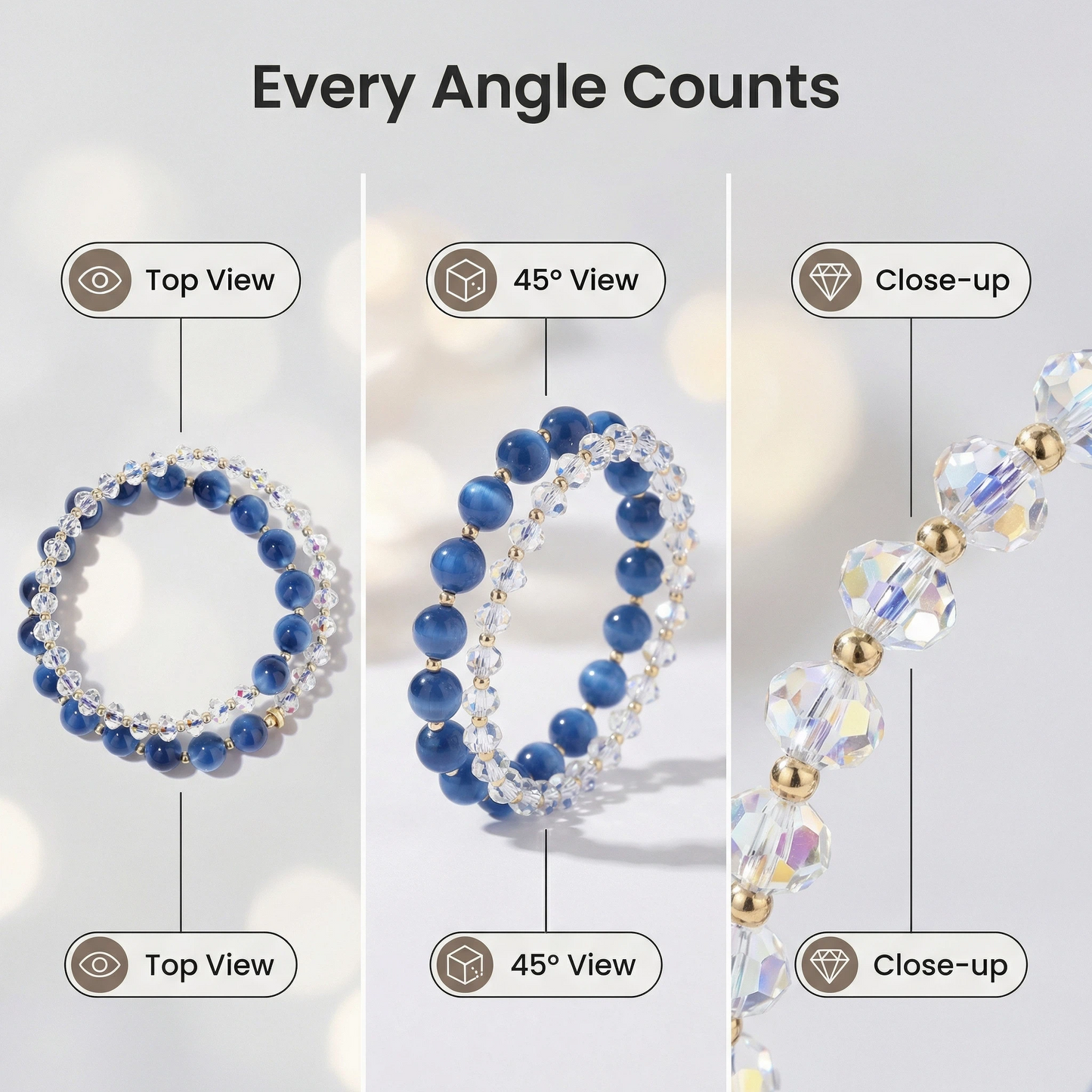 Blue Agate Crystal Shine Bracelet – Elegant Jewelry