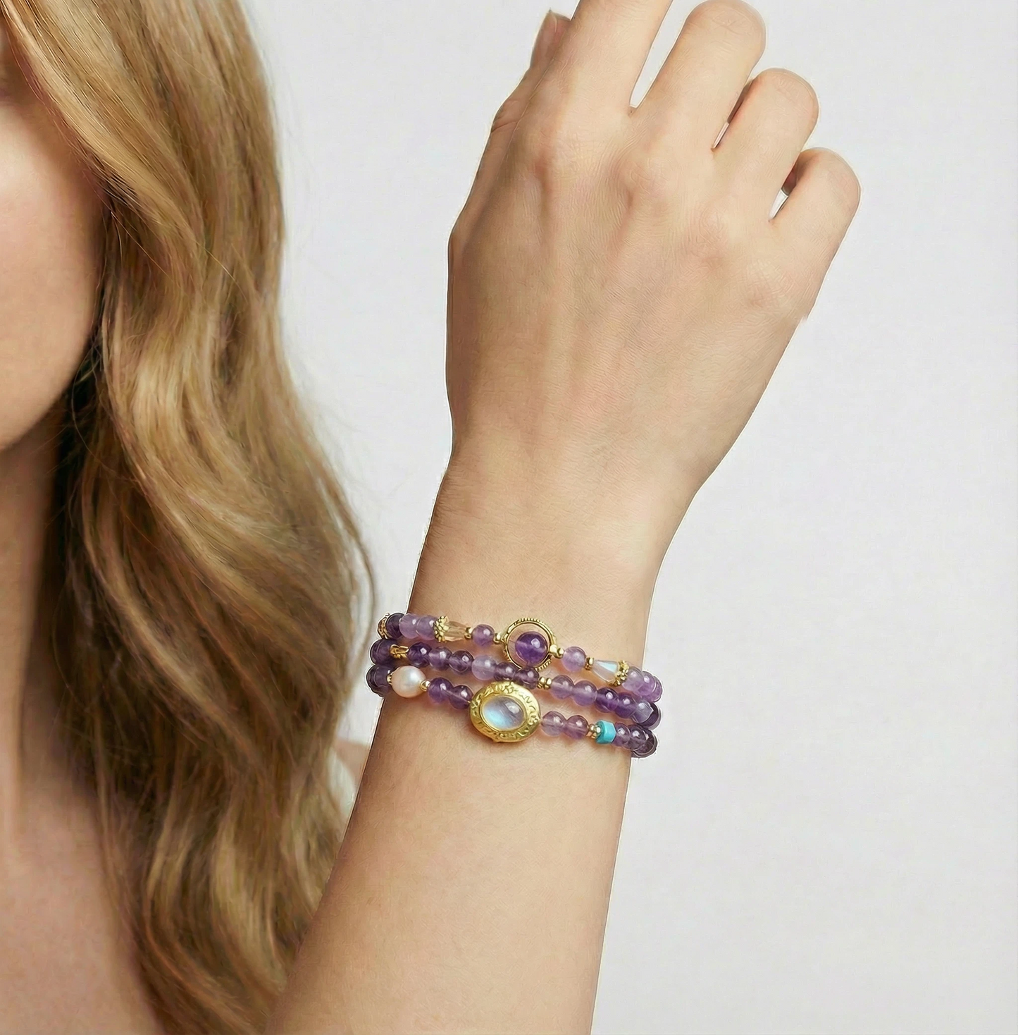 Amethyst Triple Layer Bracelet