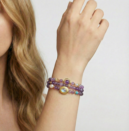 Amethyst Triple Layer Bracelet