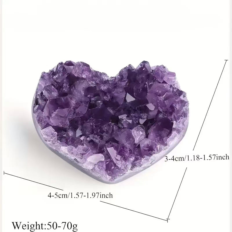 Natural Amethyst Heart Crystal – Handmade Geode Stone for Home Decor