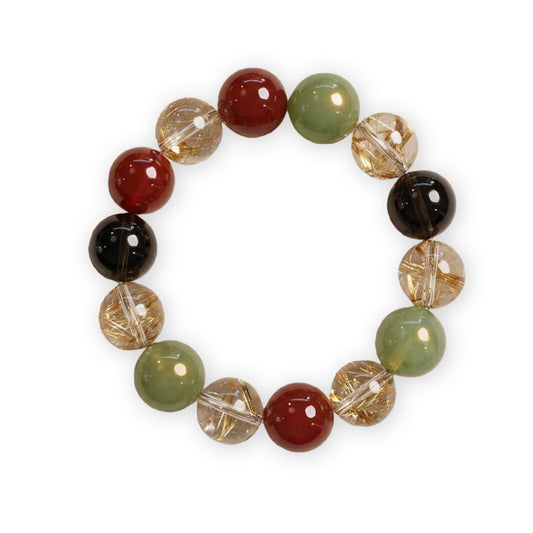 Golden Bloom Crystal Bracelet  Multi-Element Stone (8mm / Adjustable)