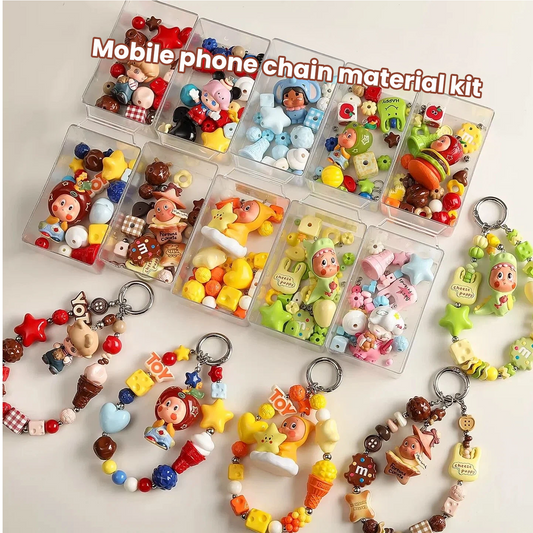 Aesthetic Coquette DIY Phone Strap Kit | Pastel Candy Enamel Bead Mix | Custom Pop Mart Mini Figure Bag Charm | Y2K Beaded Keychain Supplies | Personalized Gift for Blind Box Collectors